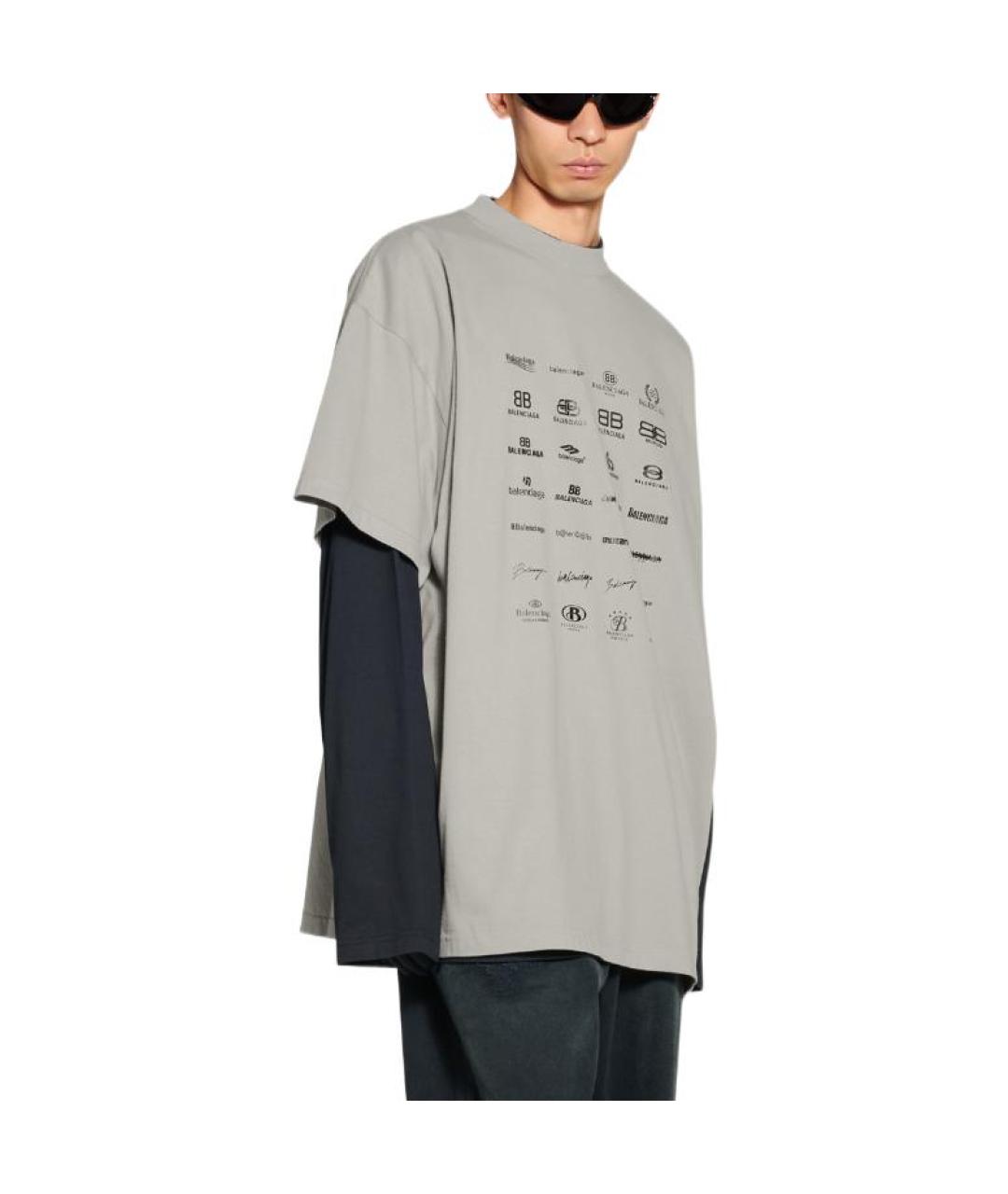 BALENCIAGA Серая хлопковая футболка, фото 6