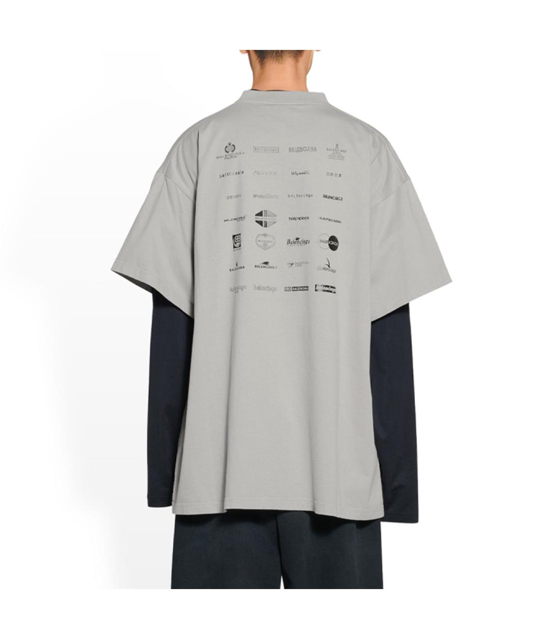 BALENCIAGA Серая хлопковая футболка, фото 4