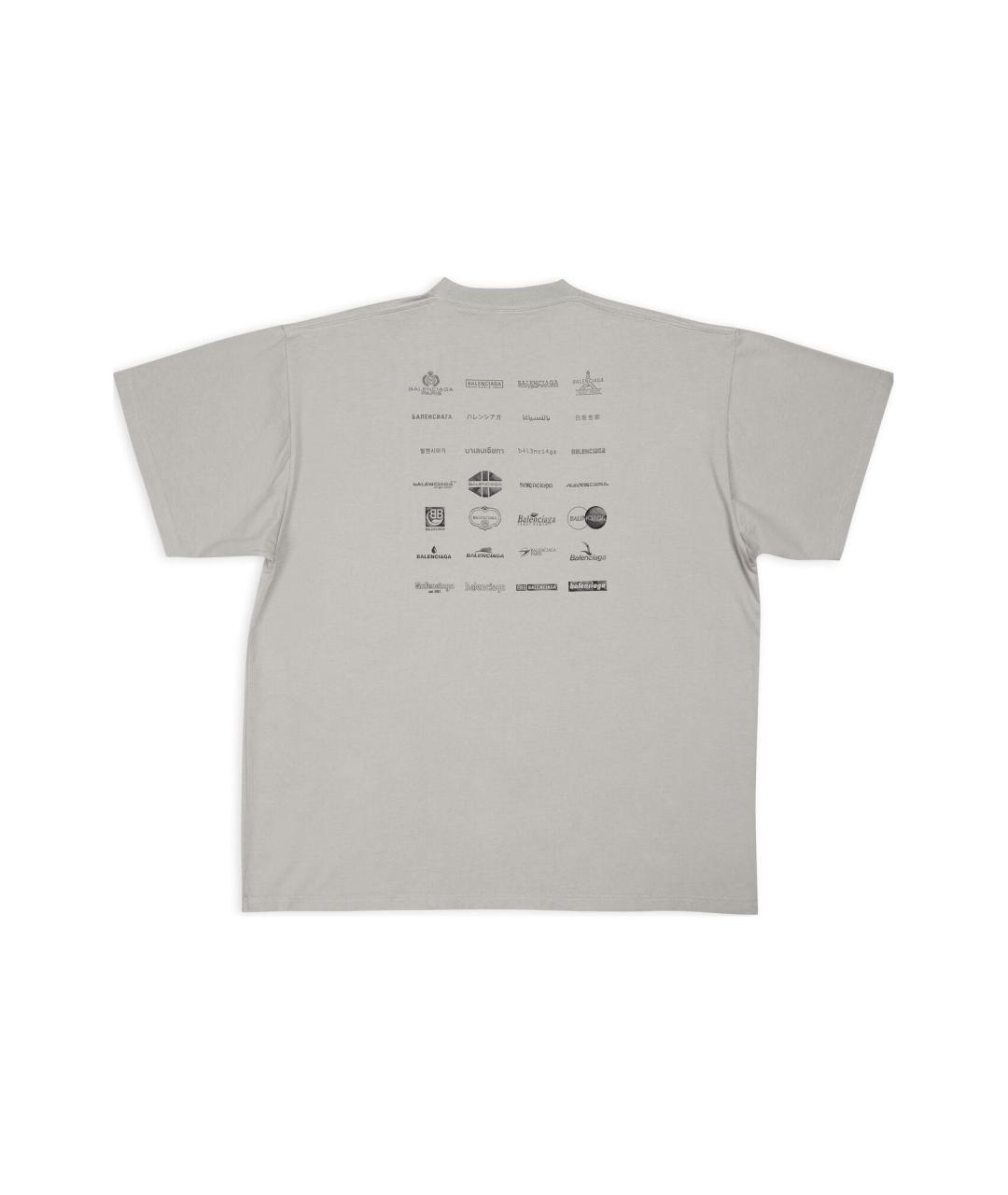 BALENCIAGA Серая хлопковая футболка, фото 2