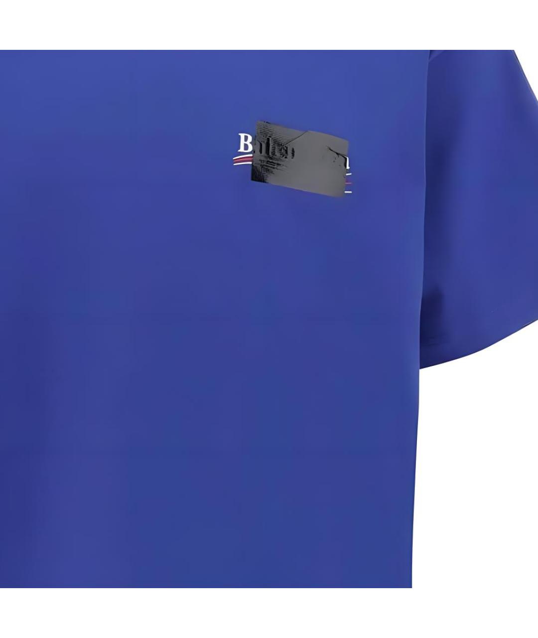 BALENCIAGA Синяя хлопковая футболка, фото 5