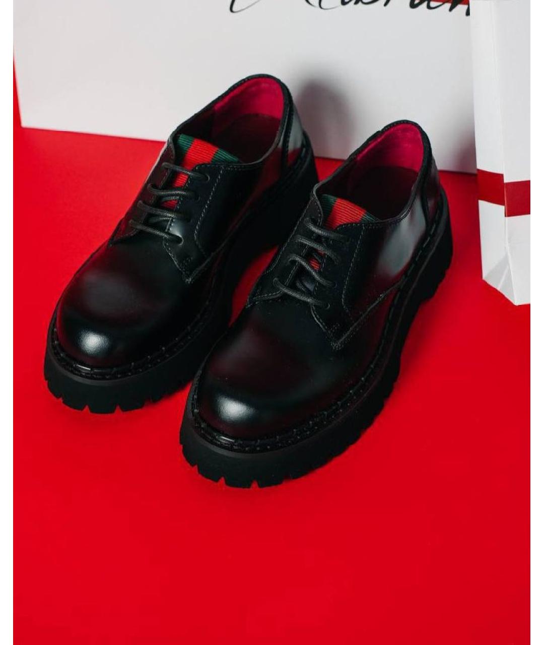 GUCCI Черные кожаные брогги и оксфорды, фото 6