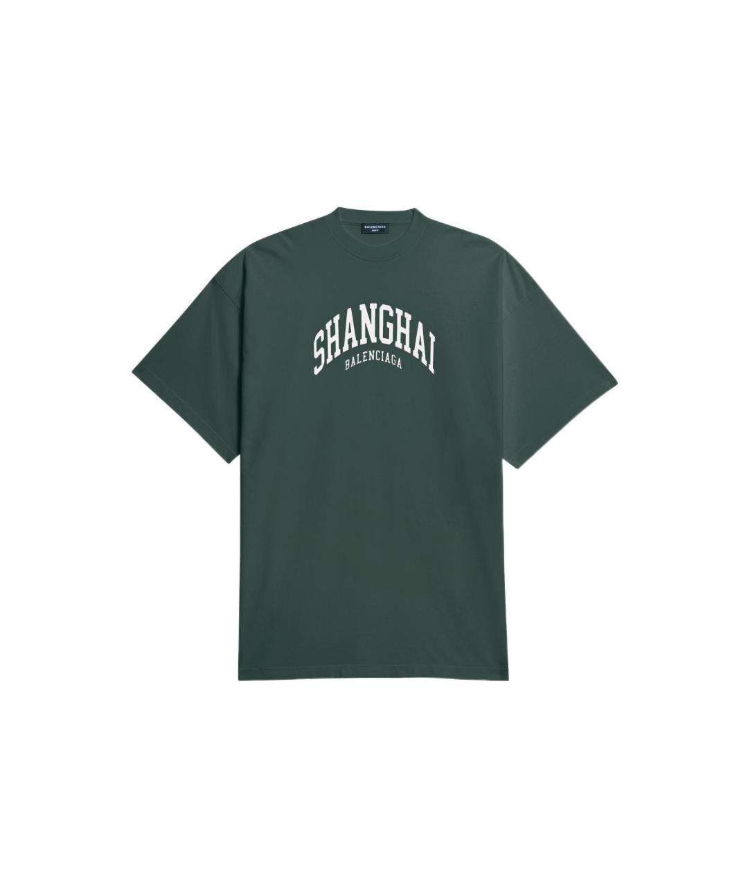 BALENCIAGA Зеленая хлопковая футболка, фото 1