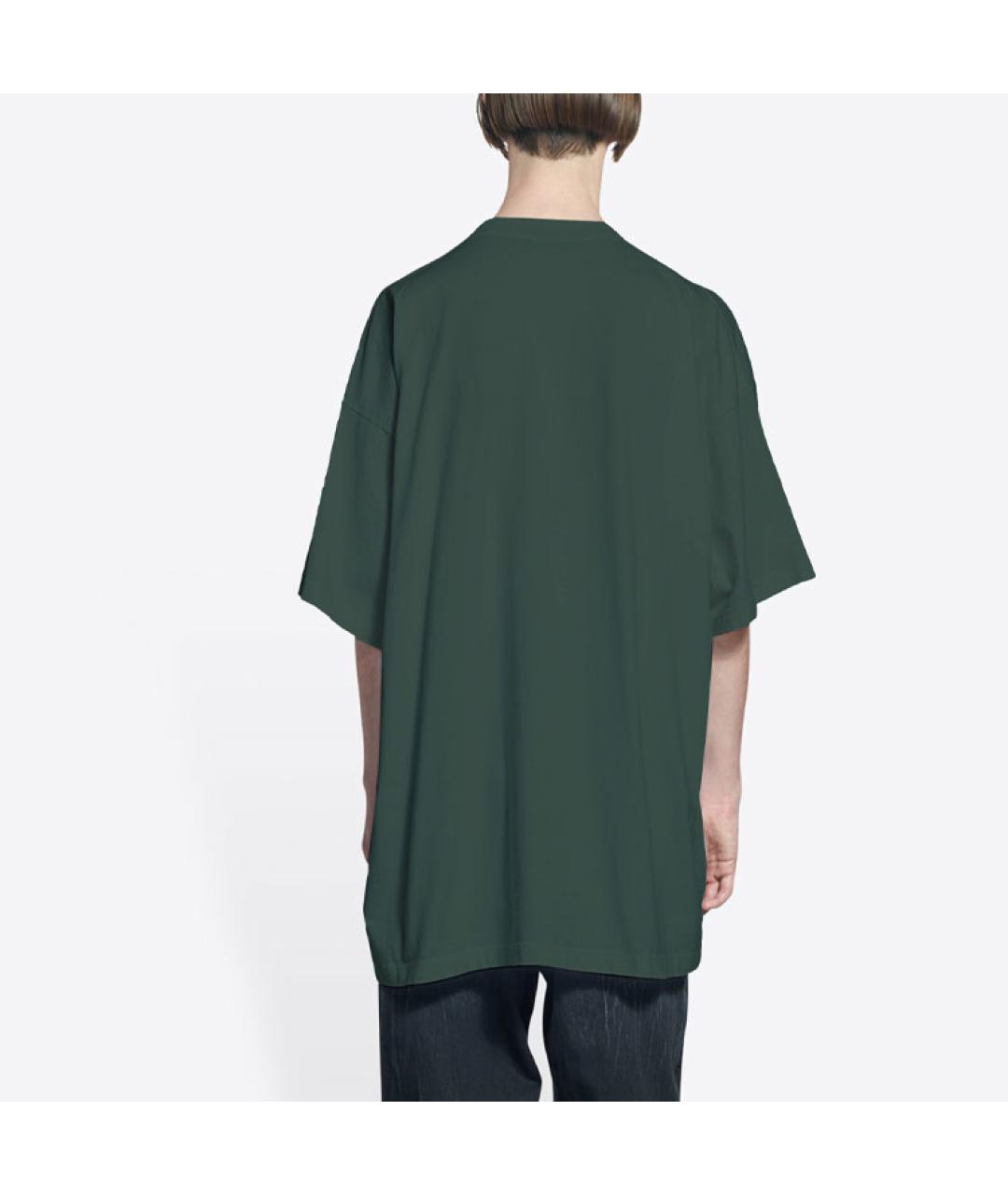 BALENCIAGA Зеленая хлопковая футболка, фото 5
