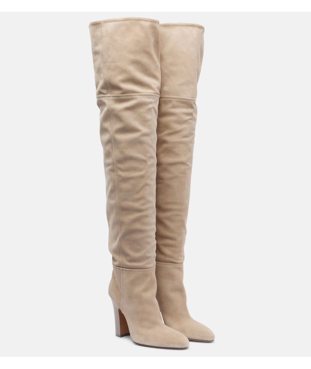 PARIS TEXAS Бежевые замшевые ботфорты, фото 2