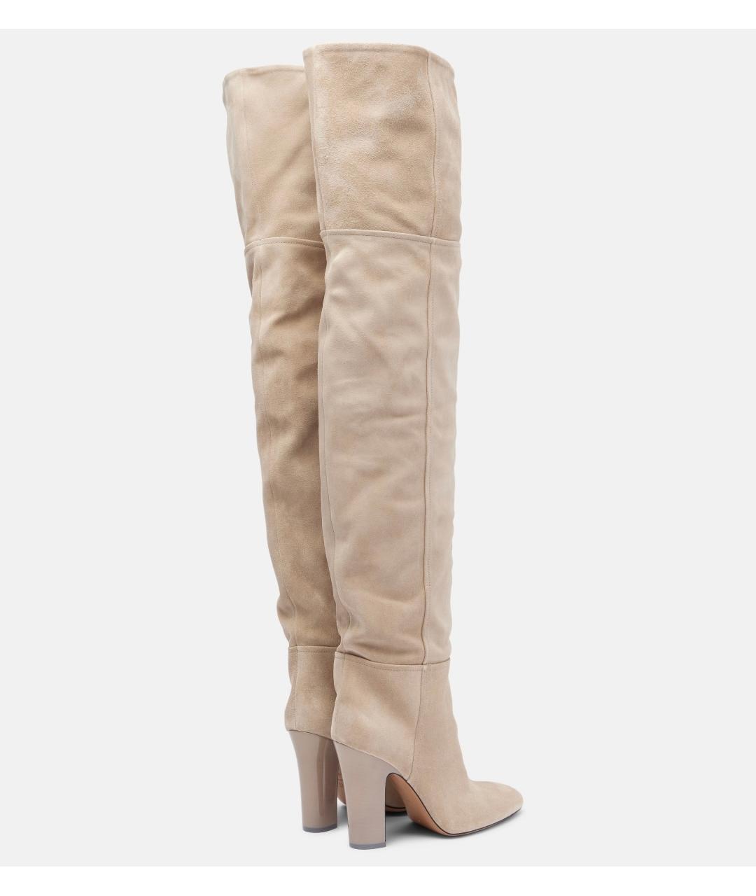 PARIS TEXAS Бежевые замшевые ботфорты, фото 3