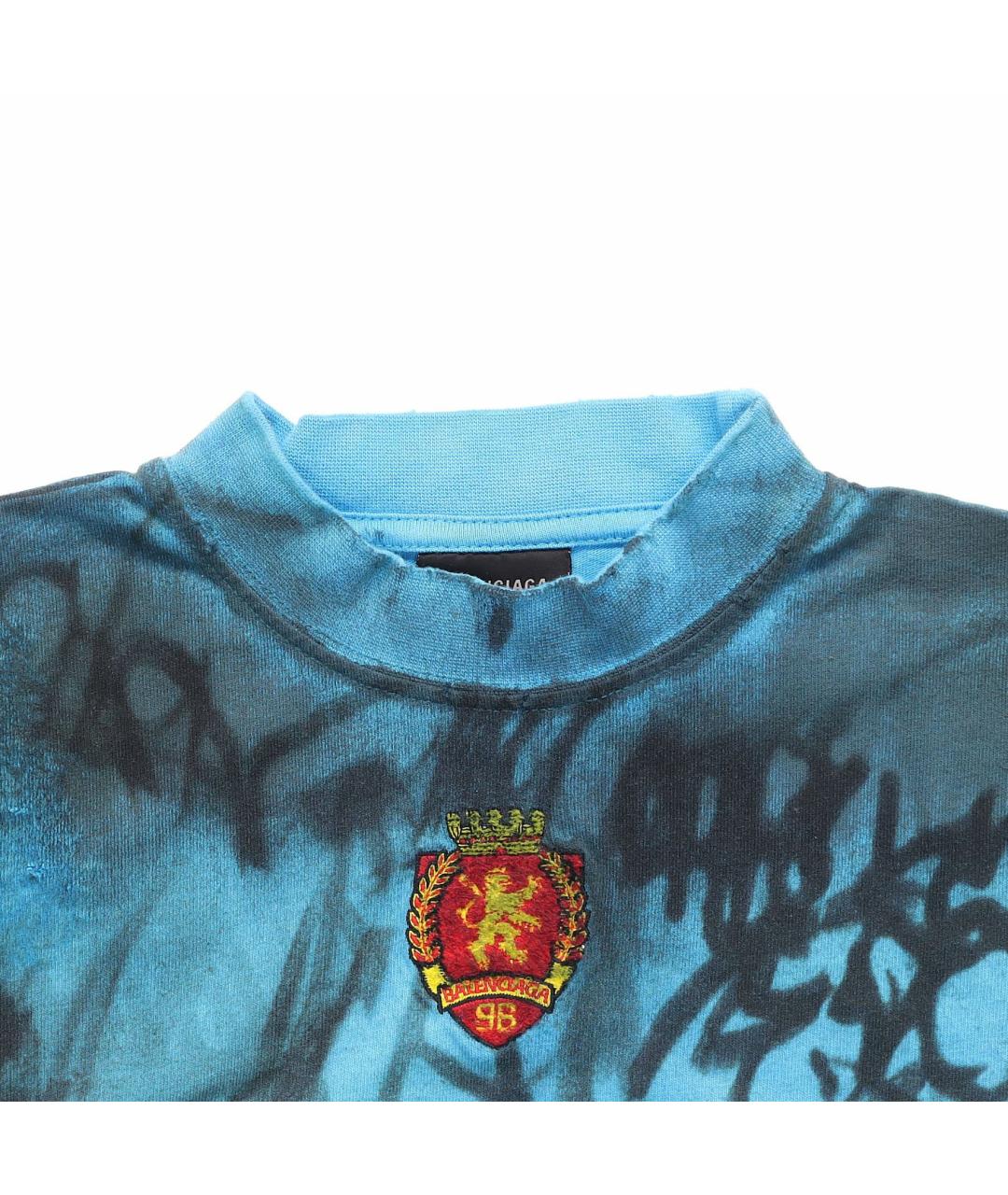 BALENCIAGA Синяя хлопковая футболка, фото 4