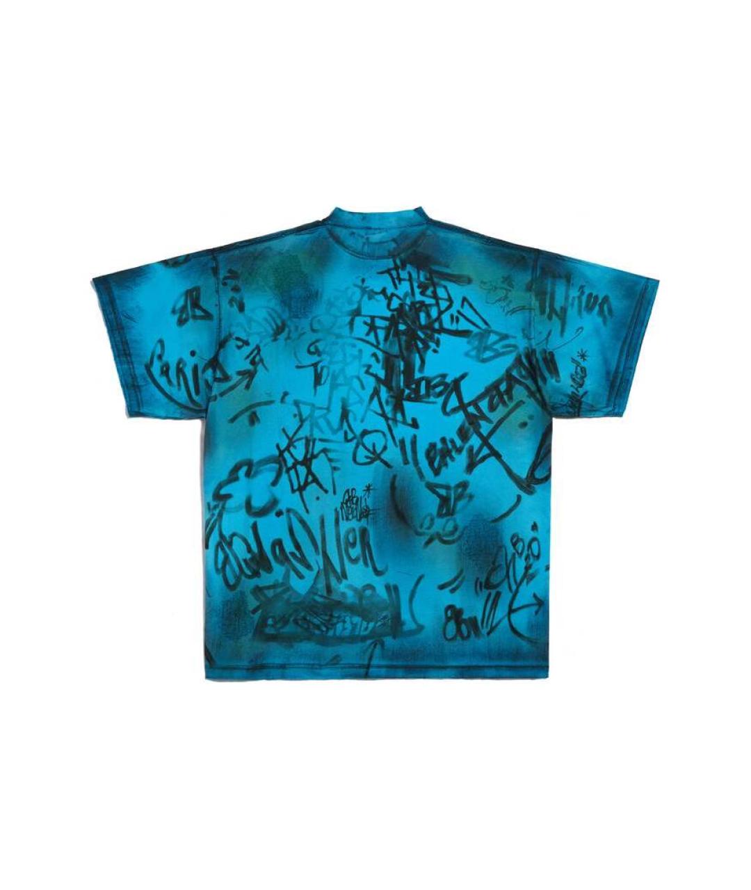 BALENCIAGA Синяя хлопковая футболка, фото 2