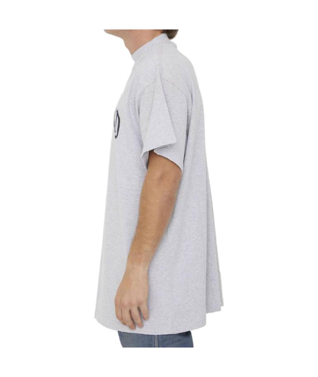 BALENCIAGA Серая хлопковая футболка, фото 5