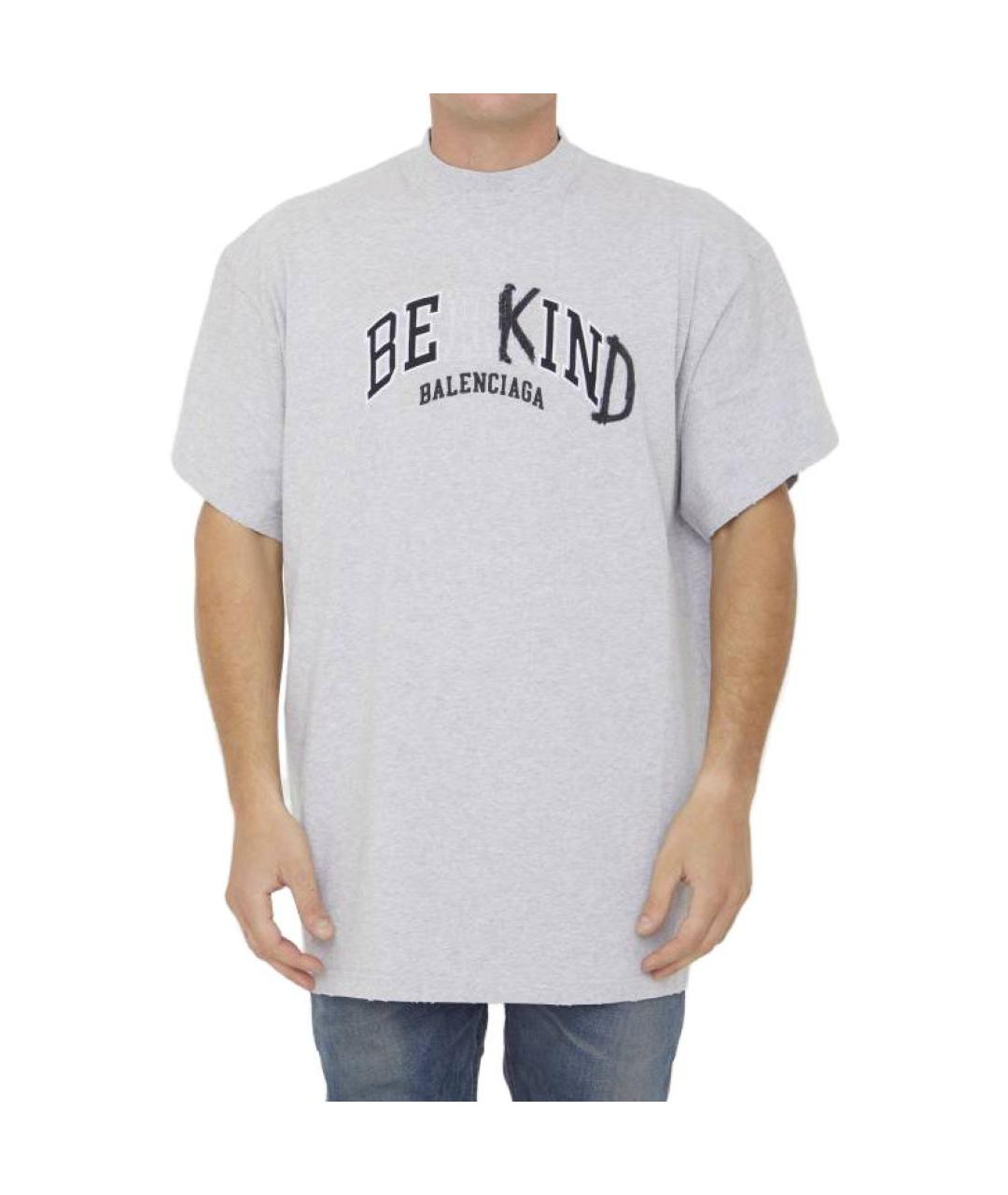 BALENCIAGA Серая хлопковая футболка, фото 3