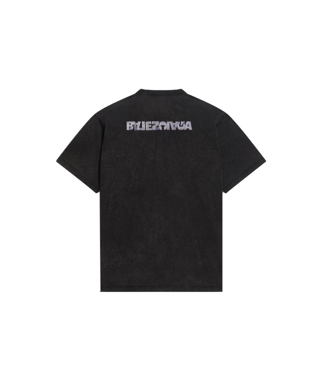 BALENCIAGA Черная хлопковая футболка, фото 2