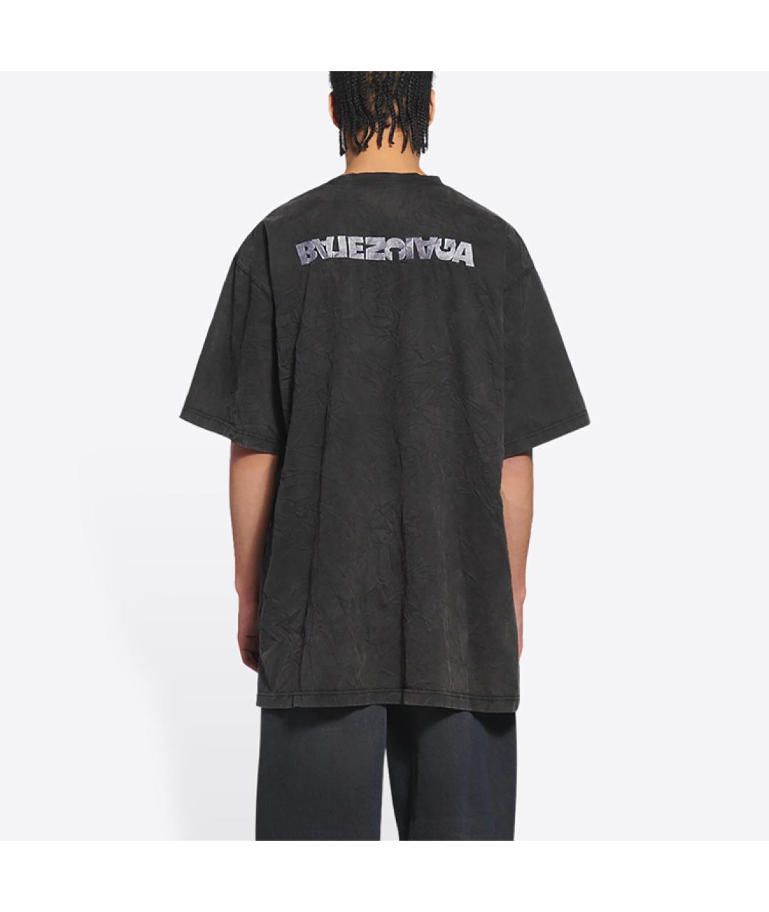 BALENCIAGA Черная хлопковая футболка, фото 5