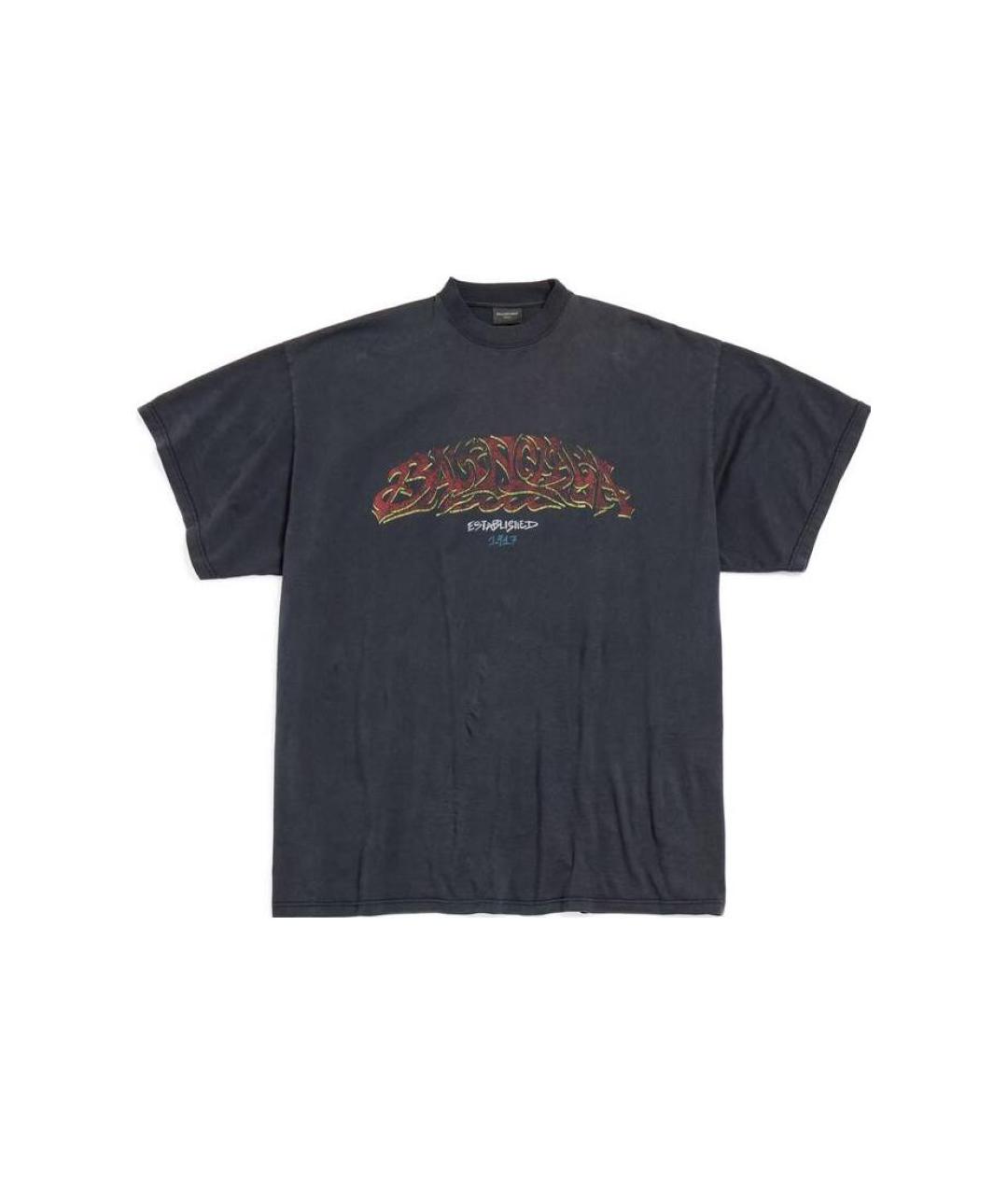 BALENCIAGA Черная хлопковая футболка, фото 2