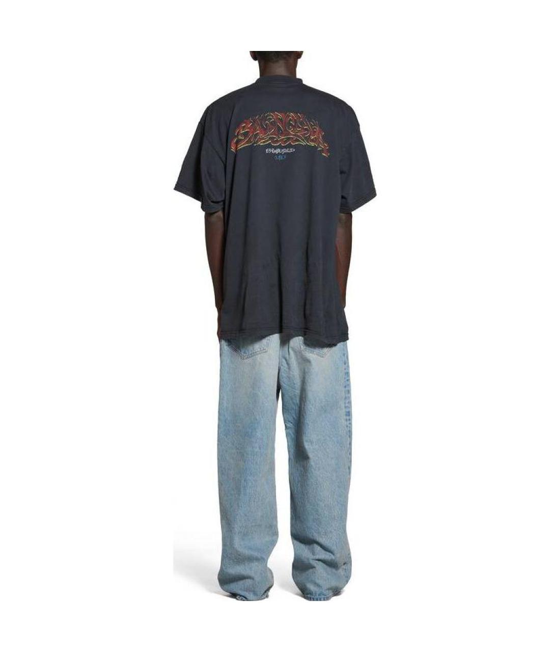 BALENCIAGA Черная хлопковая футболка, фото 6