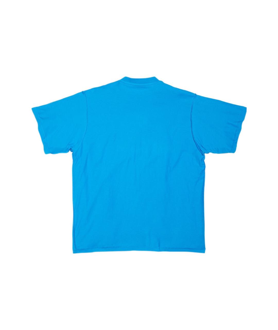 BALENCIAGA Синяя хлопковая футболка, фото 2