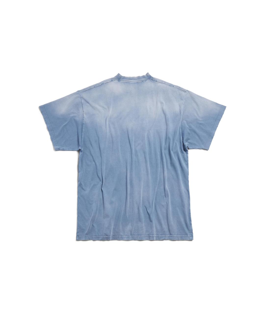 BALENCIAGA Синяя хлопковая футболка, фото 8