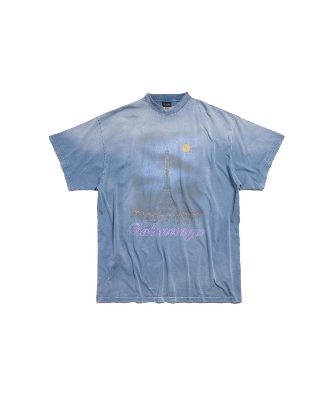 BALENCIAGA Синяя хлопковая футболка, фото 7