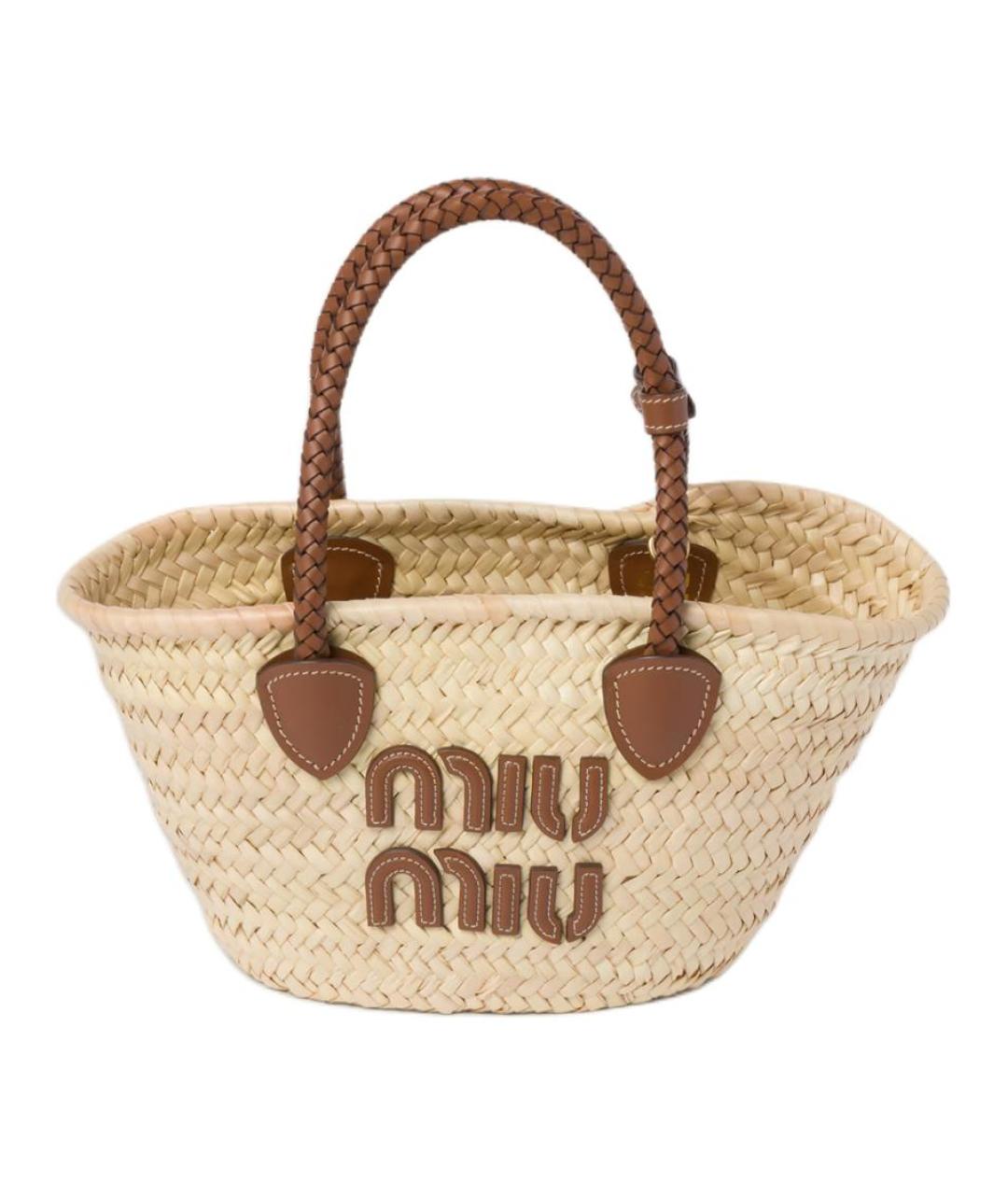 MIU MIU Бежевая пелетеная сумка через плечо, фото 4