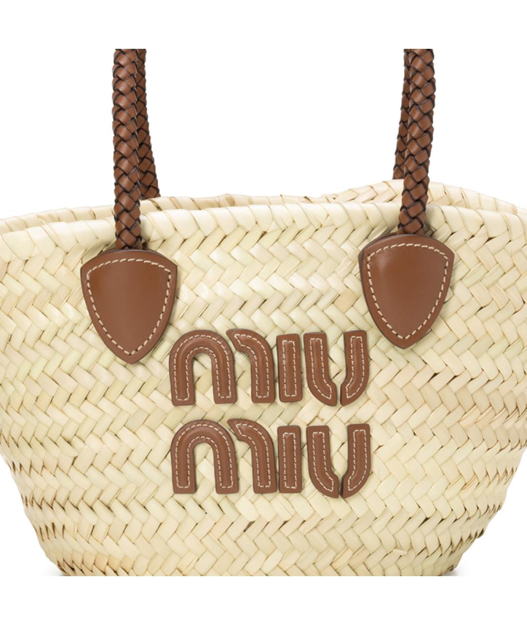 MIU MIU Бежевая пелетеная сумка через плечо, фото 5