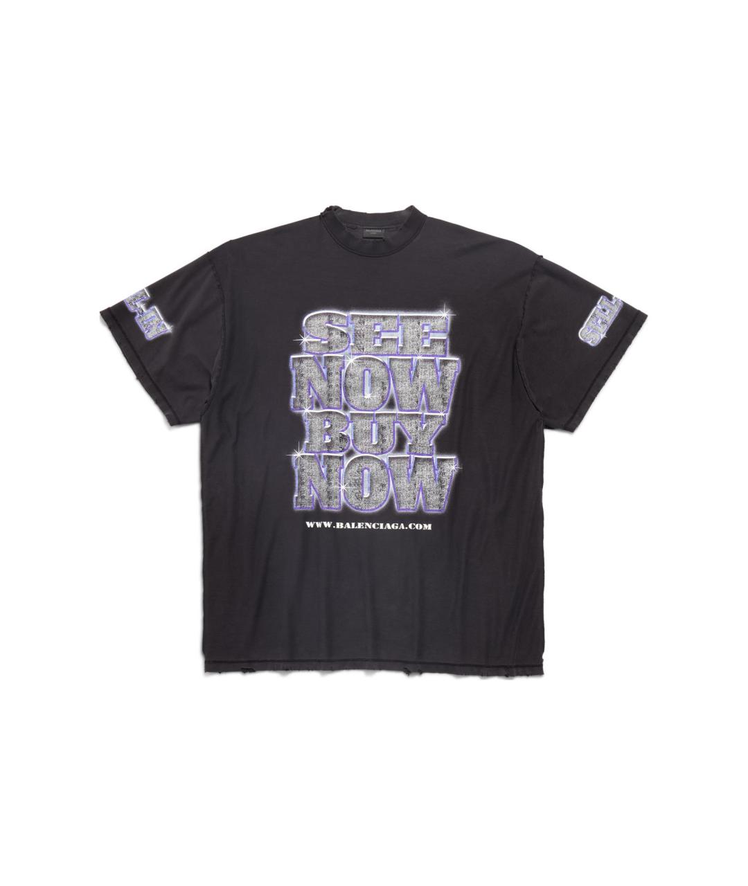 BALENCIAGA Черная хлопковая футболка, фото 1