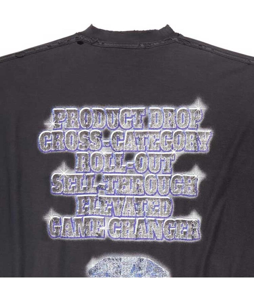 BALENCIAGA Черная хлопковая футболка, фото 7