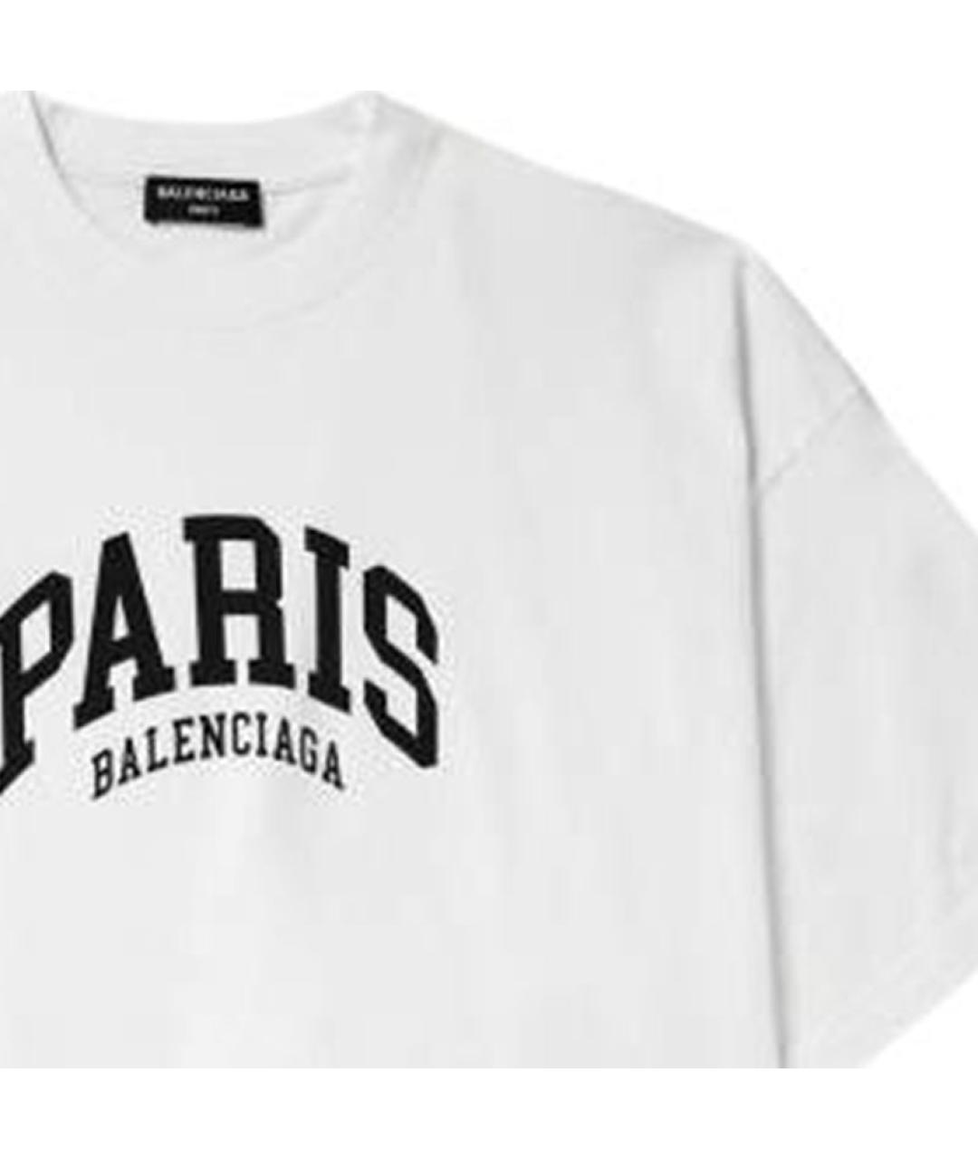 BALENCIAGA Белая хлопковая футболка, фото 4