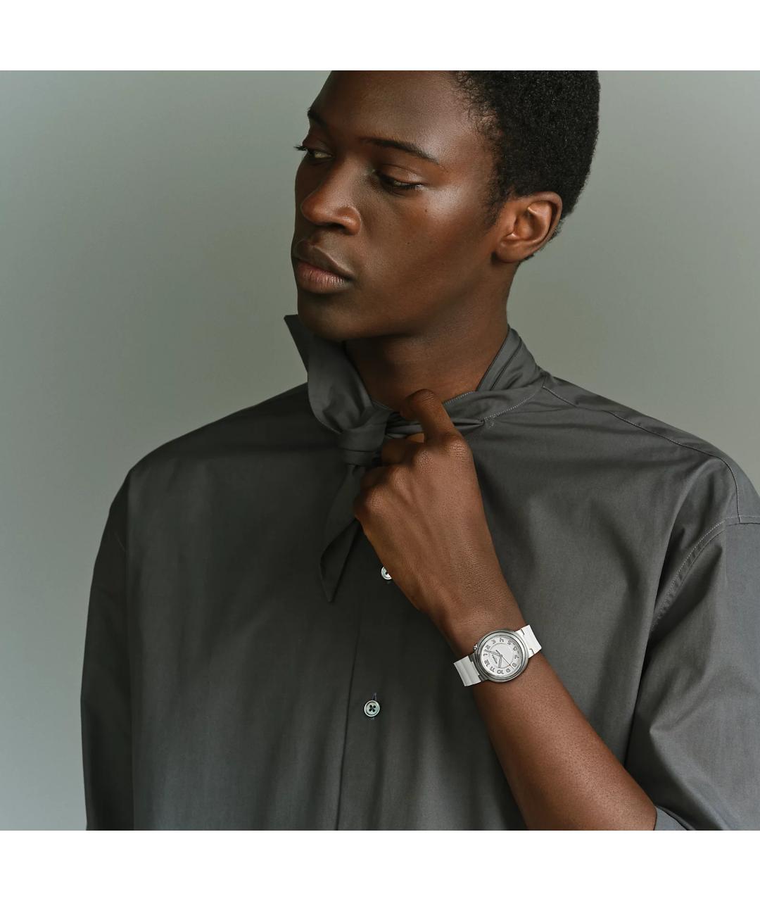 HERMES Белые стальные часы, фото 5