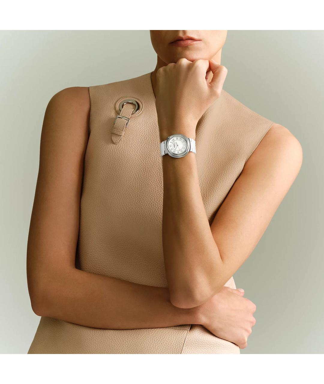 HERMES Белые стальные часы, фото 4