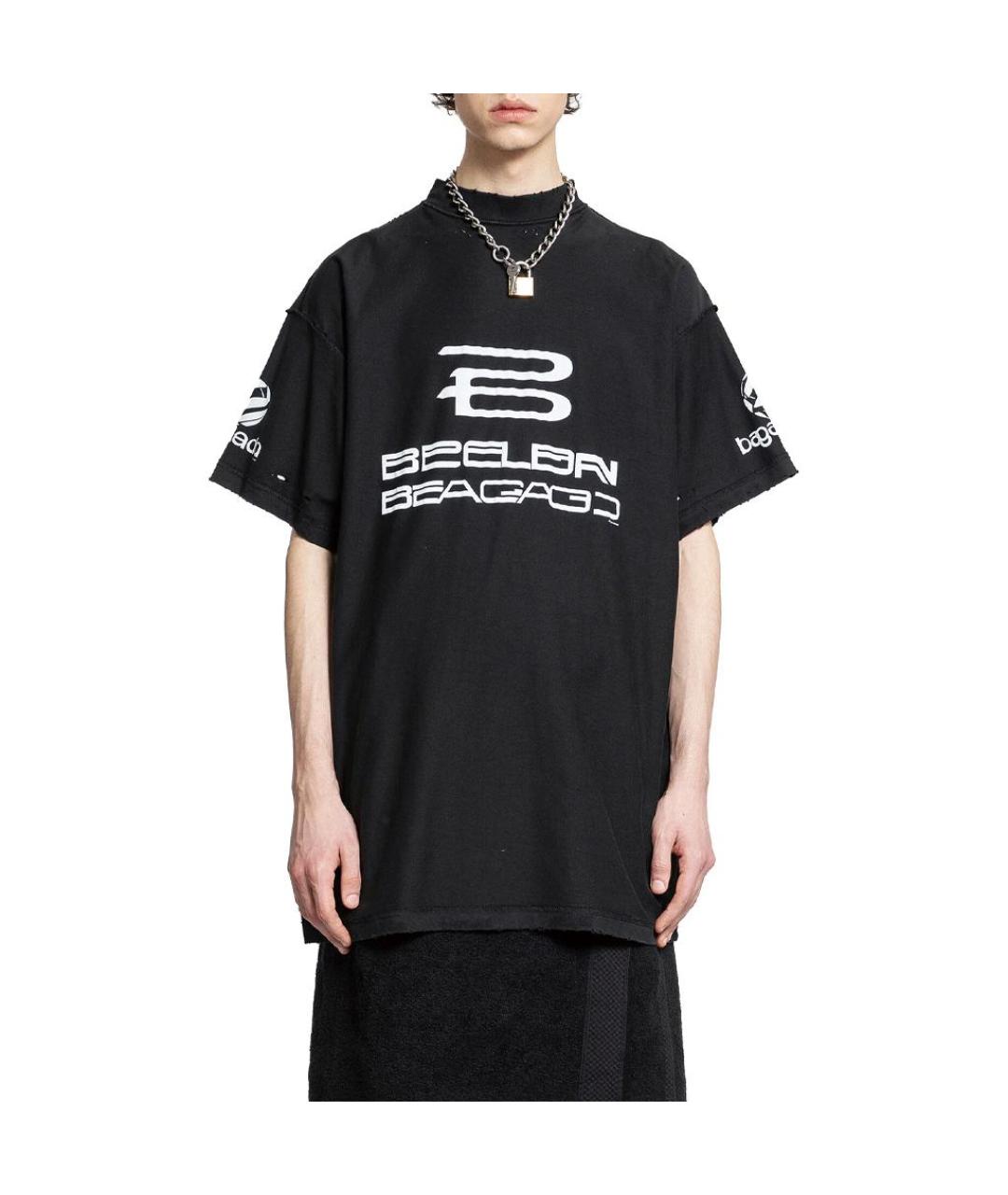 BALENCIAGA Черная хлопковая футболка, фото 4