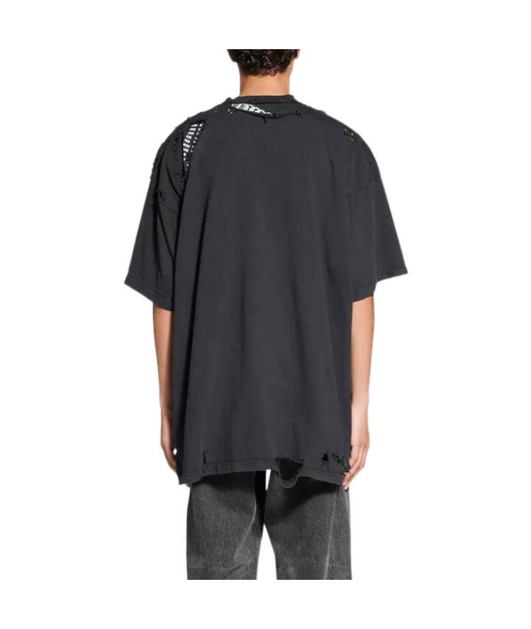 BALENCIAGA Черная хлопковая футболка, фото 4