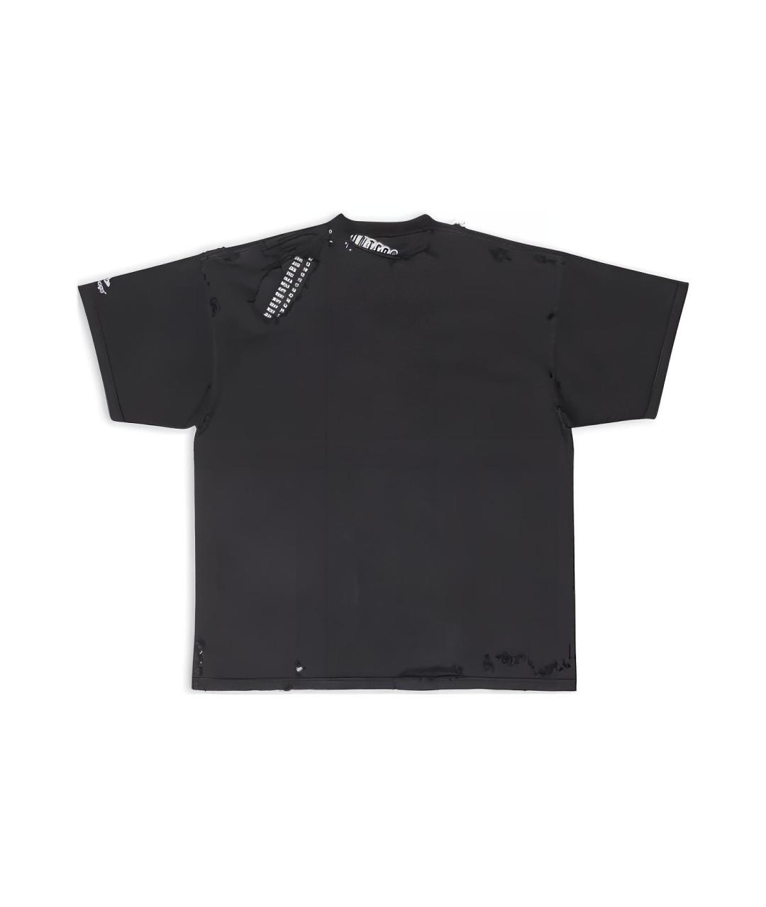 BALENCIAGA Черная хлопковая футболка, фото 2