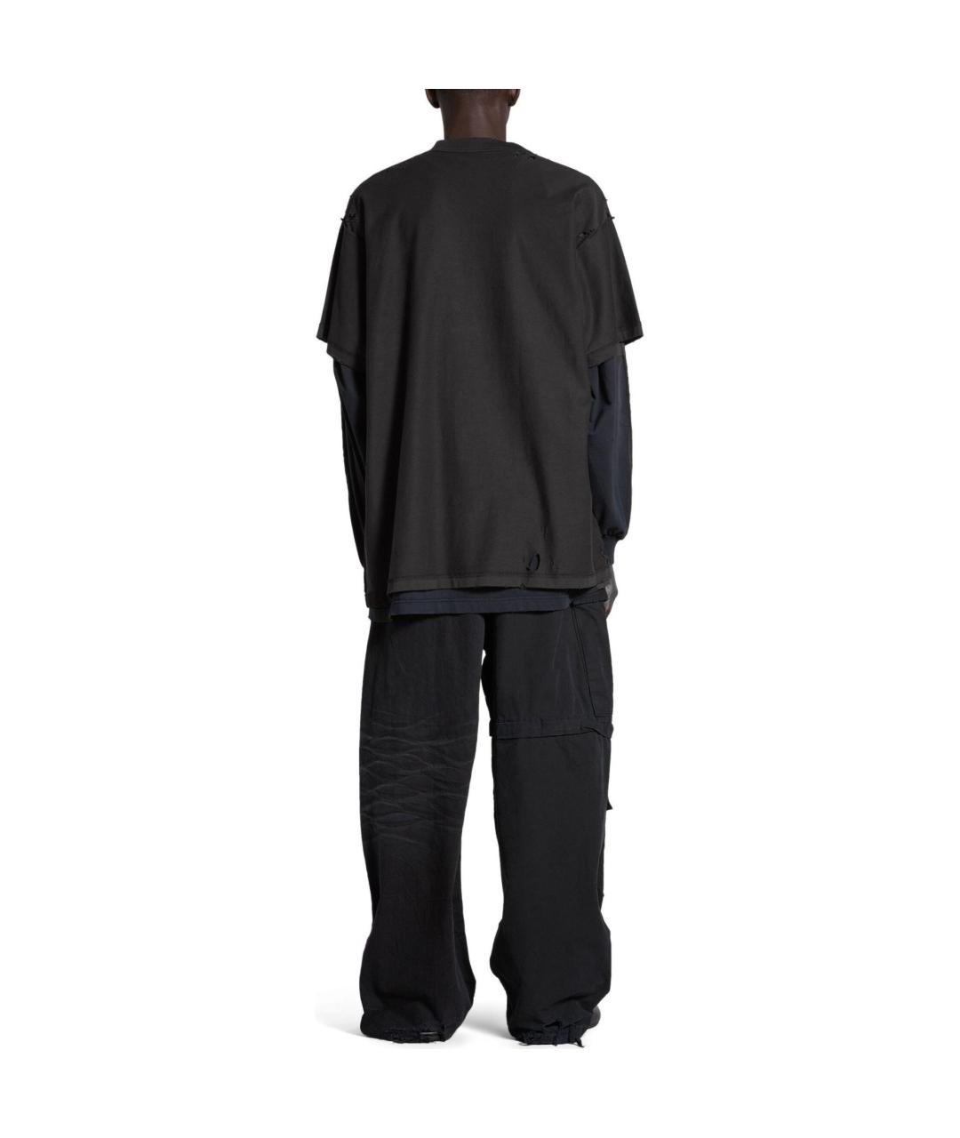 BALENCIAGA Черная хлопковая футболка, фото 4