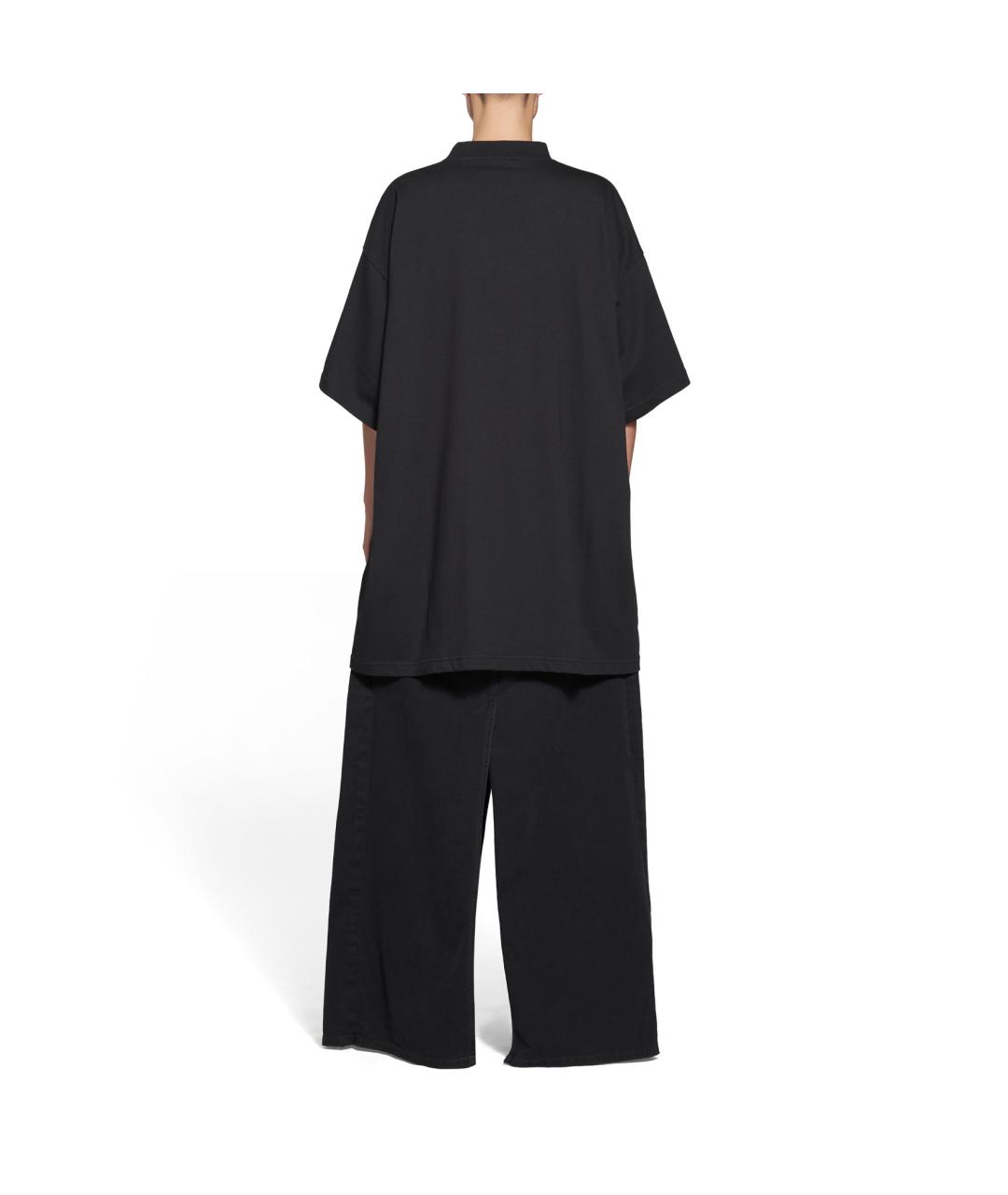 BALENCIAGA Черная хлопковая футболка, фото 4