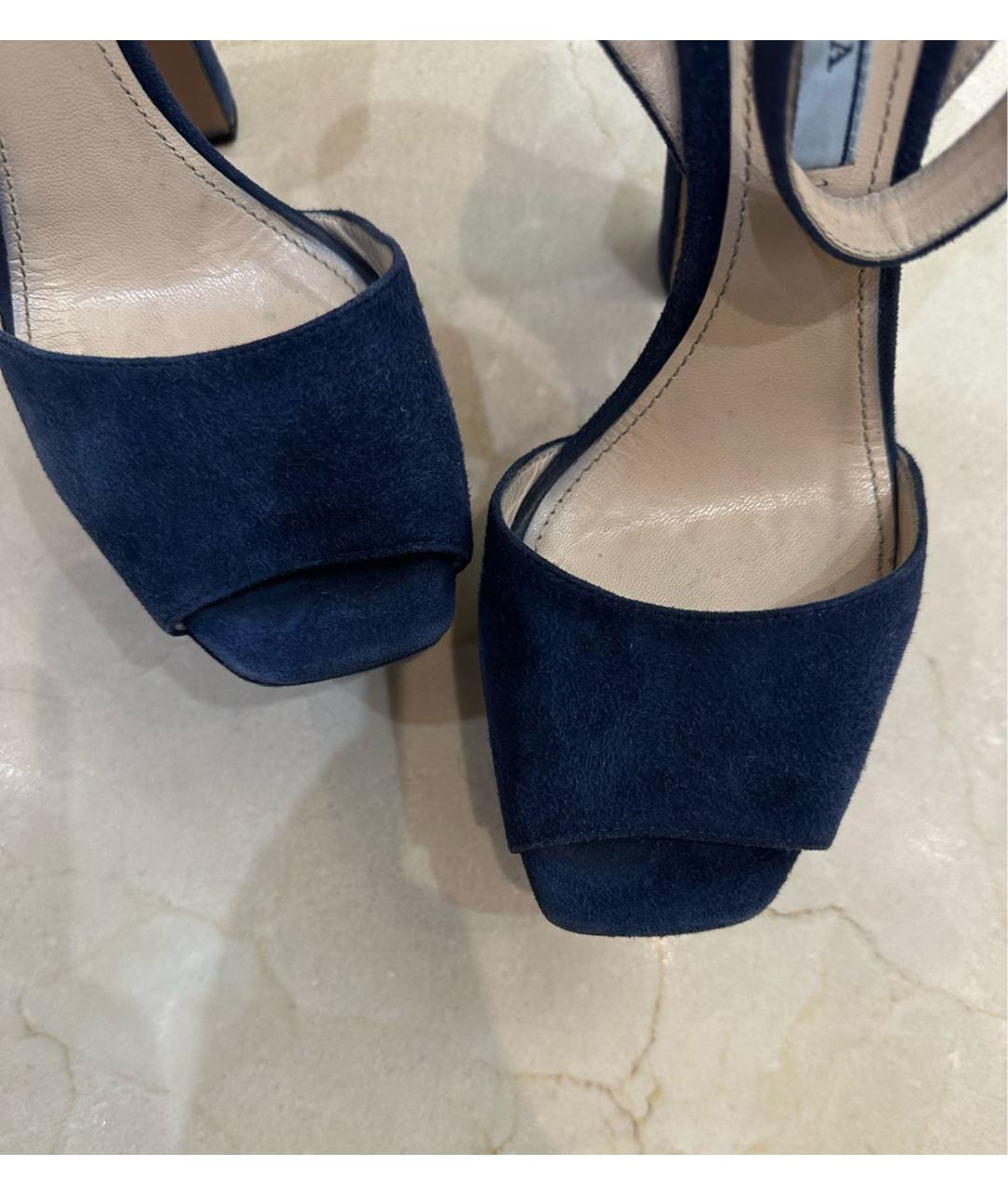 PRADA Синие замшевые босоножки, фото 6