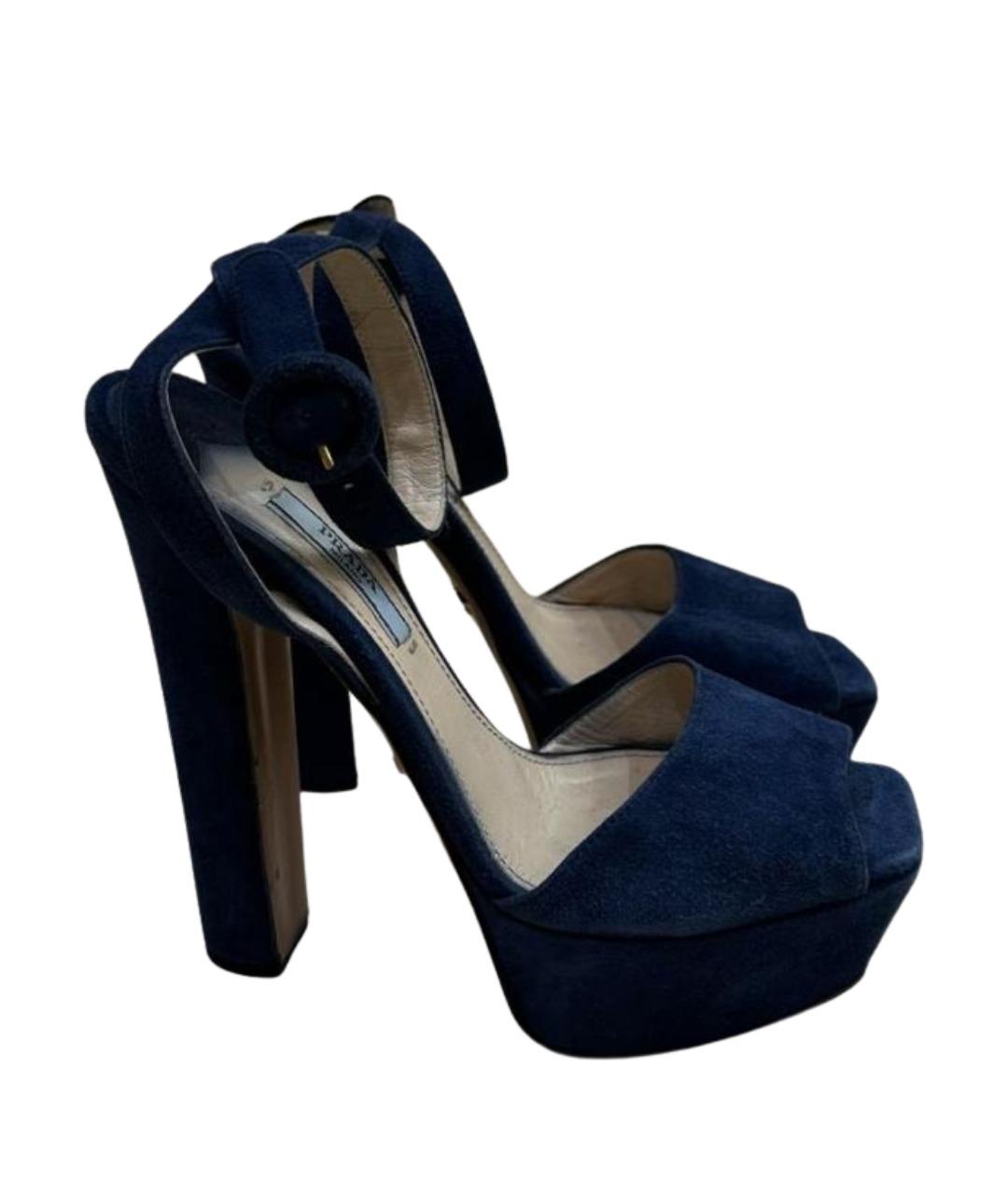 PRADA Синие замшевые босоножки, фото 1