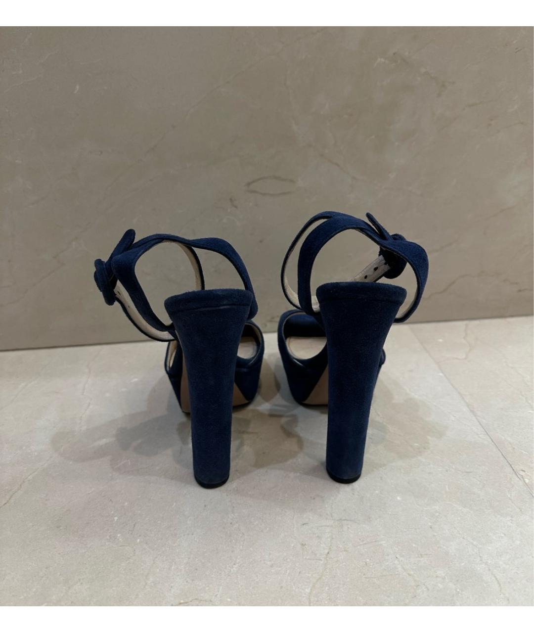 PRADA Синие замшевые босоножки, фото 4