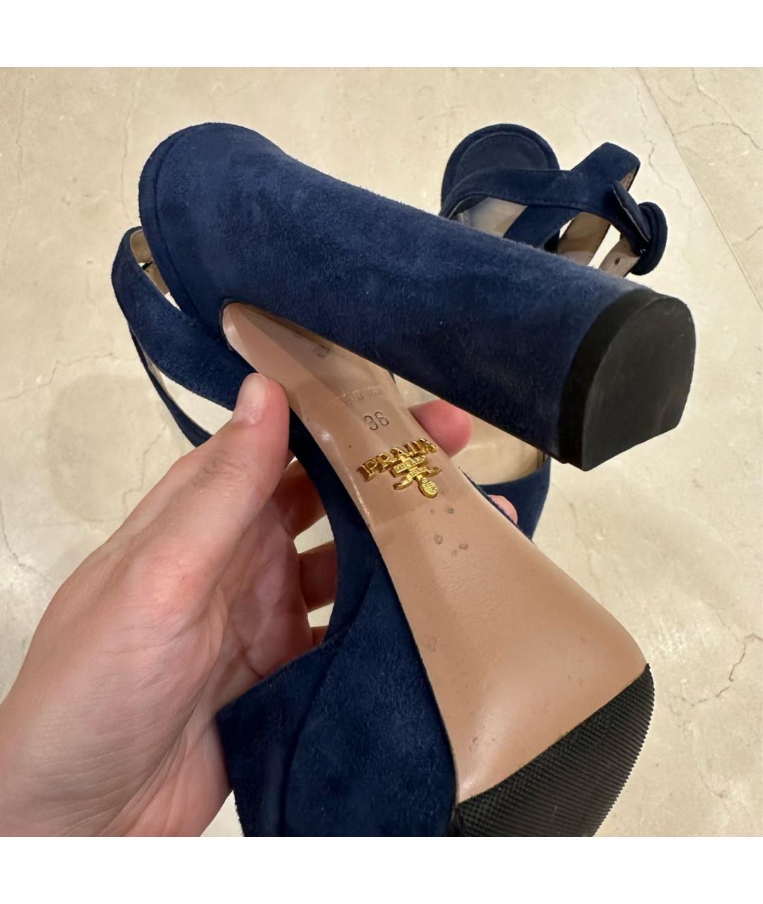 PRADA Синие замшевые босоножки, фото 5