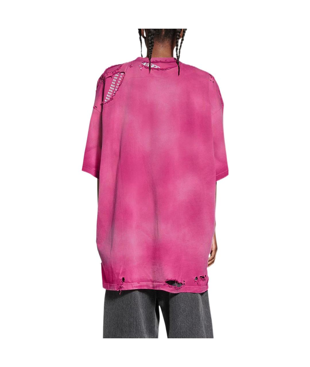 BALENCIAGA Фуксия хлопковая футболка, фото 4