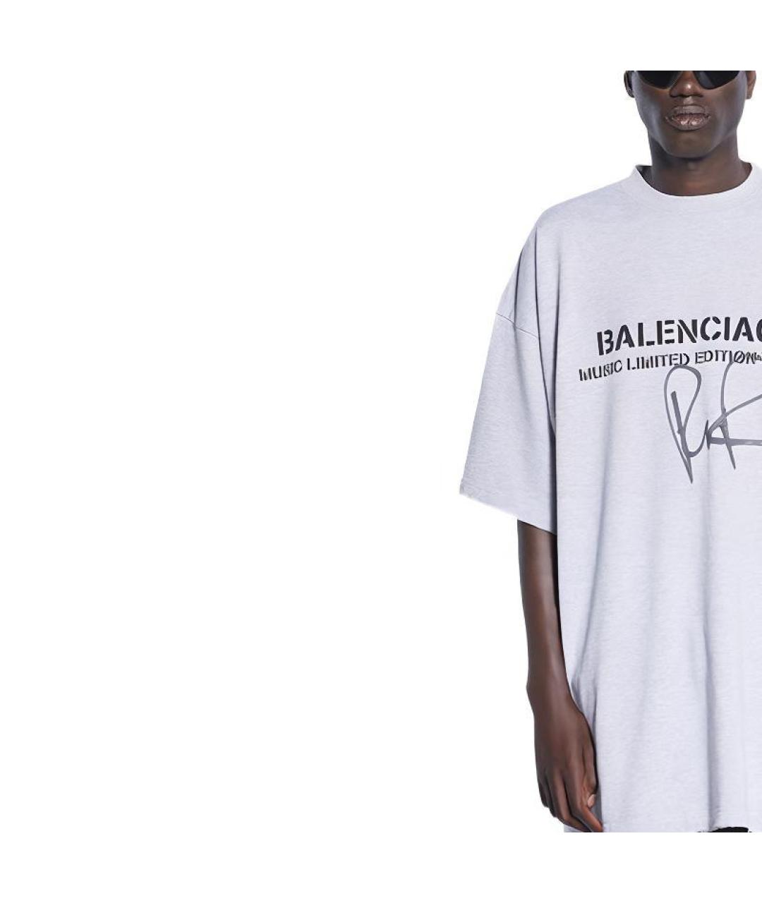 BALENCIAGA Серая хлопковая футболка, фото 5