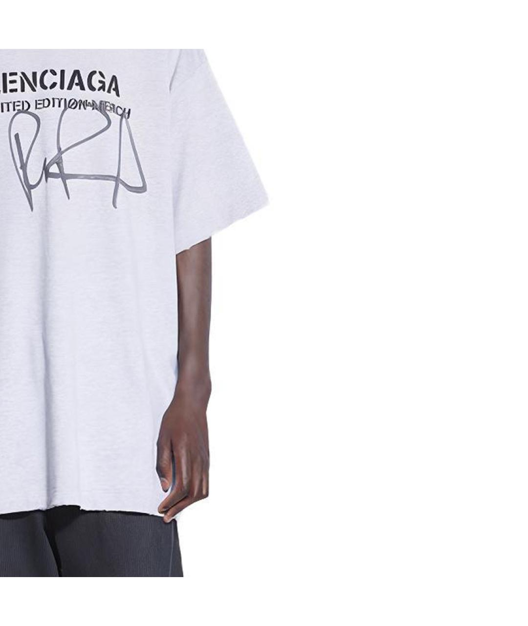 BALENCIAGA Серая хлопковая футболка, фото 7