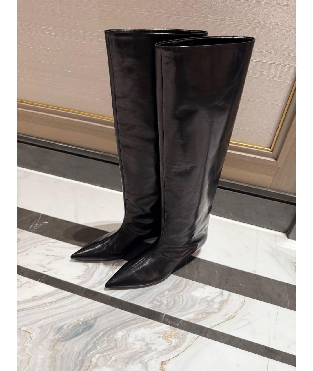 JIL SANDER Черные кожаные сапоги, фото 2