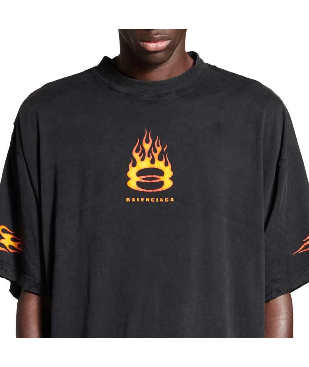 BALENCIAGA Черная хлопковая футболка, фото 6