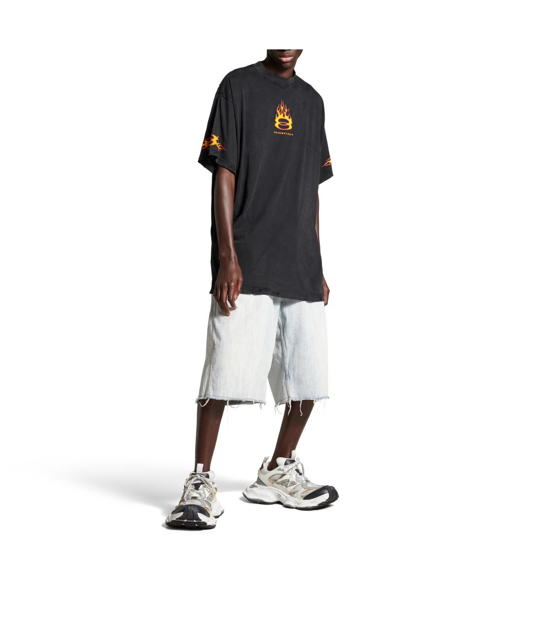 BALENCIAGA Черная хлопковая футболка, фото 3