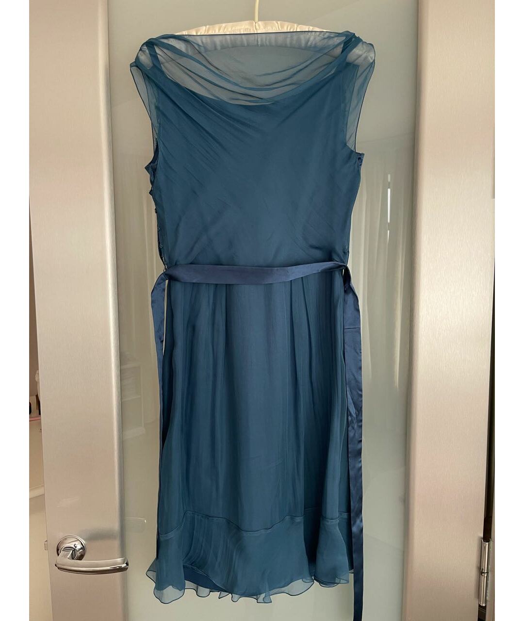 ALBERTA FERRETTI Синее шелковое коктейльное платье, фото 2