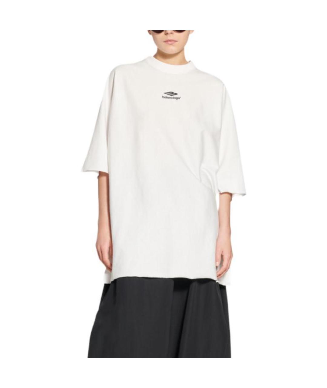 BALENCIAGA Белая хлопковая футболка, фото 9