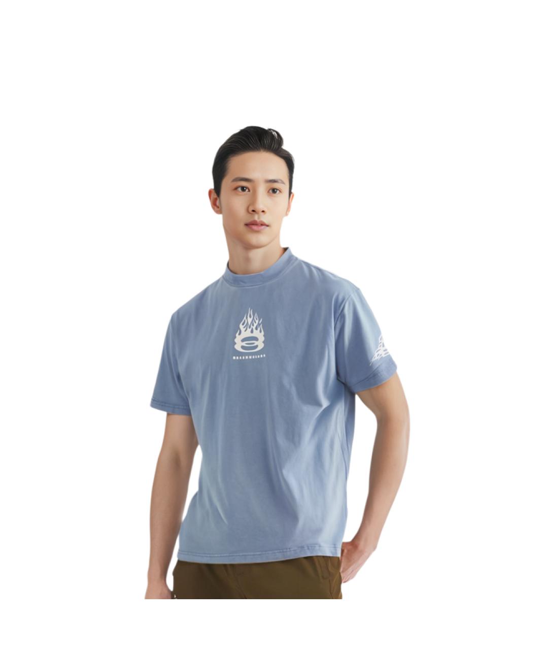 BALENCIAGA Голубая хлопковая футболка, фото 3