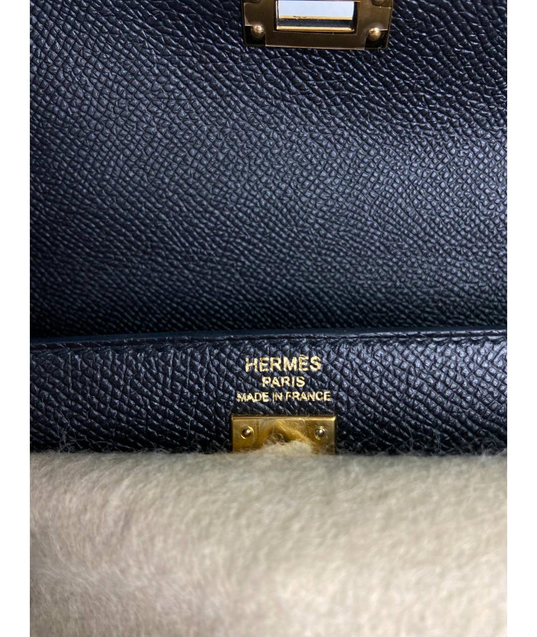 HERMES Черная кожаная сумка с короткими ручками, фото 7