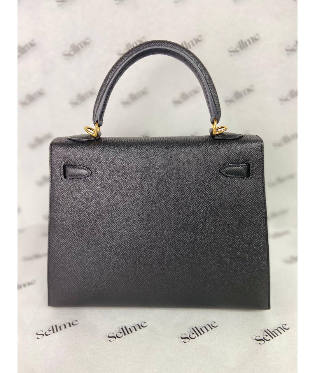 HERMES Черная кожаная сумка с короткими ручками, фото 9