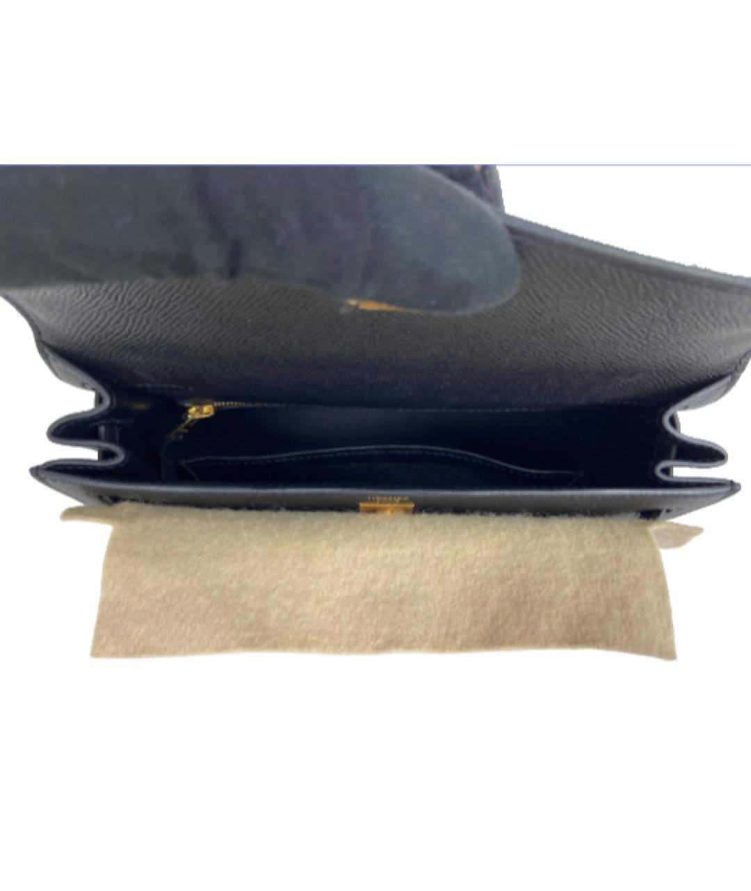 HERMES Черная кожаная сумка с короткими ручками, фото 8