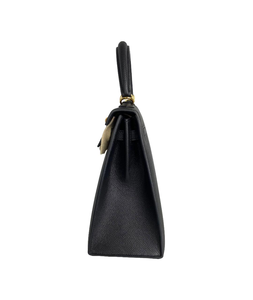 HERMES Черная кожаная сумка с короткими ручками, фото 4