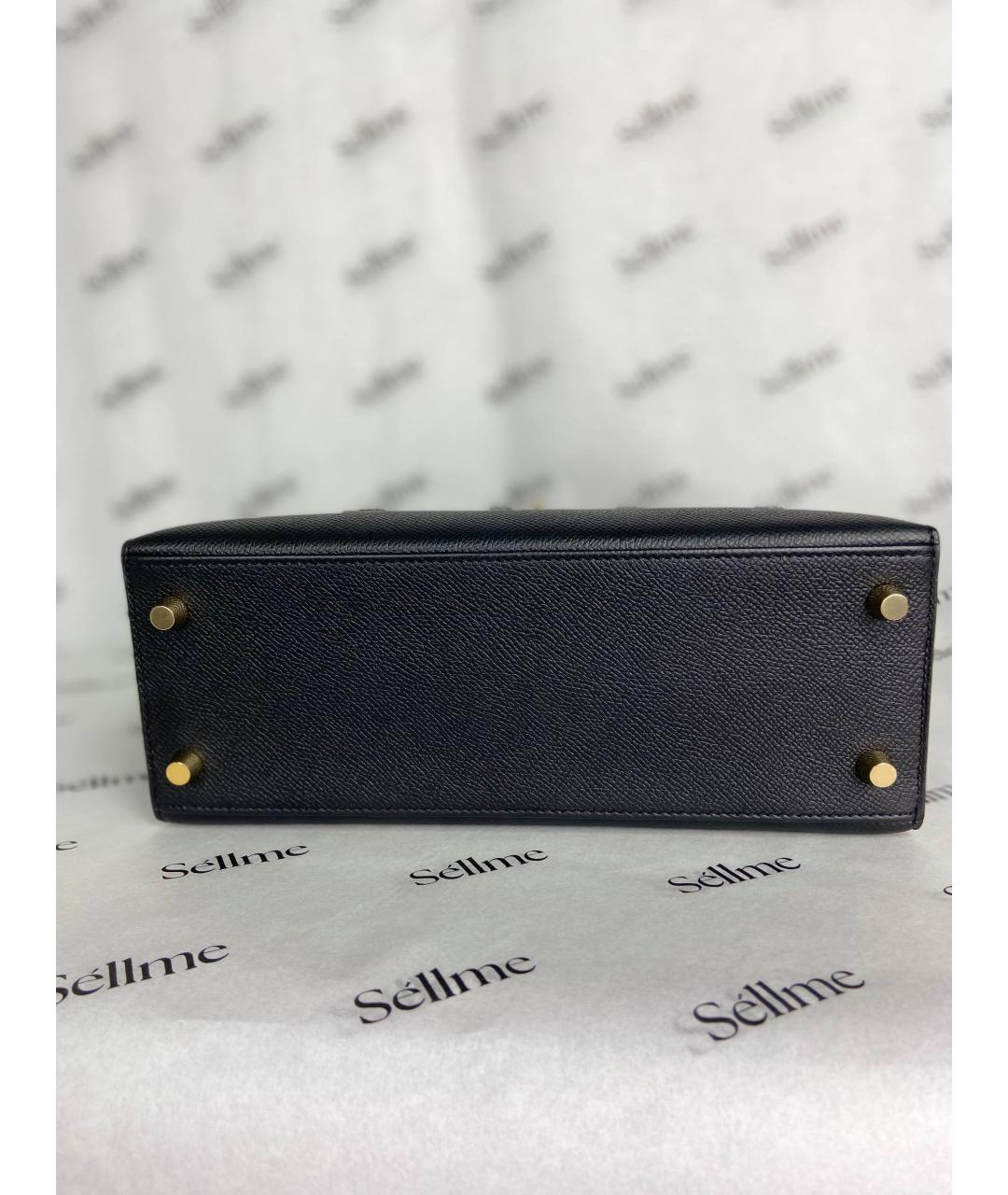 HERMES Черная кожаная сумка с короткими ручками, фото 4